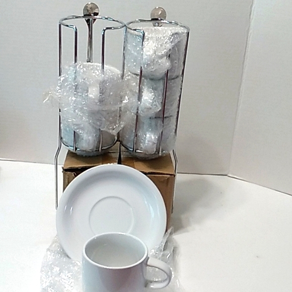 TQVAI Other - TQVAI Stackable 4 ounce Espresso Cups with Saucers Tea Metal Stand